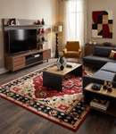 Traditional Heriz Hand Knotted Wool Area Rug Maroon Olive Black Floral Custom Made
