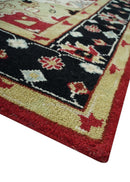 Traditional Heriz Hand Knotted Wool Area Rug Maroon Olive Black Floral Custom Made