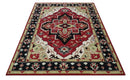 Traditional Heriz Hand Knotted Wool Area Rug Maroon Olive Black Floral Custom Made