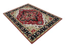 Traditional Heriz Hand Knotted Wool Area Rug Maroon Olive Black Floral Custom Made