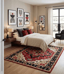 Traditional Heriz Hand Knotted Wool Area Rug Maroon Olive Black Floral Custom Made
