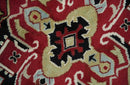 Traditional Heriz Hand Knotted Wool Area Rug Maroon Olive Black Floral Custom Made