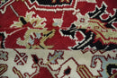 Rust Ivory Black Beige Wool Area Rug - Traditional Hand Knotted Medallion