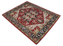 Rust Ivory Black Beige Wool Area Rug - Traditional Hand Knotted Medallion
