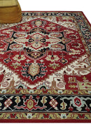 Rust Ivory Black Beige Wool Area Rug - Traditional Hand Knotted Medallion