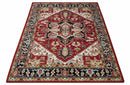 Rust Ivory Black Beige Wool Area Rug - Traditional Hand Knotted Medallion