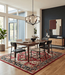 Rust Ivory Black Beige Wool Area Rug - Traditional Hand Knotted Medallion