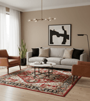 Custom Made Traditional Heriz Rust, Ivory, Black and Beige Hand knotted Medallion Wool Area Rug