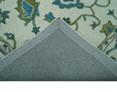 Custom Made Traditional Ivory And Blue Oushak Hand Tufted Wool Area Rug