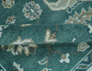 Hand Knotted Wool Area Rug with Traditional Mamluk Geometric Design Teal Ivory Brown