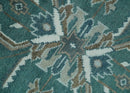Hand Knotted Wool Area Rug with Traditional Mamluk Geometric Design Teal Ivory Brown
