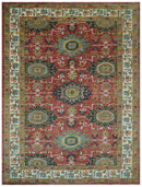 Custom Made Traditional Motifs Design Rust And Ivory Hand Knotted Wool Rug