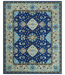 Custom Made Traditional Oriental Design Blue And Beige Hand-Tufted Wool Area Rug