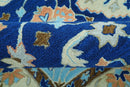 Custom Made Traditional Oriental Design Blue And Beige Hand-Tufted Wool Area Rug