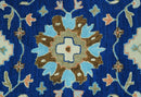 Custom Made Traditional Oriental Design Blue And Beige Hand-Tufted Wool Area Rug