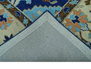 Custom Made Traditional Oriental Design Blue And Beige Hand-Tufted Wool Area Rug