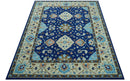 Custom Made Traditional Oriental Design Blue And Beige Hand-Tufted Wool Area Rug