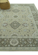 Custom Made Traditional Oriental Design Earthy Beige Hand-Tufted Wool Area Rug