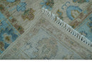 Custom Made Traditional Oriental Design Ivory And Blue Hand knotted Wool Area Rug