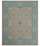 Custom Made Traditional Oriental Design Pink And Blue Hand Tufted Wool Area Rug