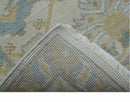 Custom Made Traditional Oushak Beige And Blue Hand Knotted Wool Rug