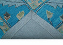 Custom Made Traditional Oushak Blue And Beige Hand Tufted Wool Area Rug