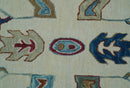 Custom Made Traditional Oushak Blue And Beige Hand Tufted Wool Rug