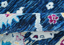 Custom Made Traditional Oushak Blue And Ivory Hand Knotted Wool Rug