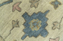 Custom Made Traditional Oushak Design Beige And Blue Hand Tufted Wool Area Rug