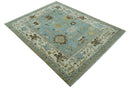 Custom Made Traditional Oushak Design Blue Hand Knotted Wool Area Rug