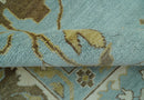 Custom Made Traditional Oushak Design Blue Hand Knotted Wool Area Rug