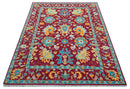 Custom Made Traditional Oushak Design Maroon Hand Knotted Wool Area Rug