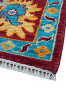 Custom Made Traditional Oushak Design Maroon Hand Knotted Wool Area Rug