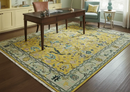 Mustard Hand Knotted Wool Area Rug - Traditional Oushak Design by The Rug Decor
