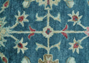 Custom Made Traditional Oushak Design Teal Hand Tufted Wool  Rug