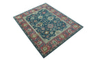 Custom Made Traditional Oushak Design Teal Hand Tufted Wool  Rug