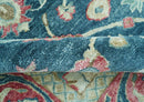Custom Made Traditional Oushak Design Teal Hand Tufted Wool  Rug
