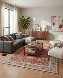 Rust Beige Teal Traditional Oushak Hand Knotted Wool Area Rug