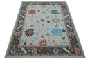 Custom Made Traditional Oushak Silver Hand Tufted Wool Area Rug