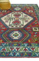 Custom Made Traditional Persian Design Red And Ivory Hand Knotted Wool Rug