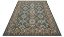 Custom Made Traditional Persian Design Silver, Blue And Rust Hand Tufted Wool Area Rug