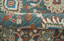 Custom Made Traditional Persian Design Silver, Blue And Rust Hand Tufted Wool Area Rug