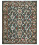 Custom Made Traditional Persian Design Silver, Blue And Rust Hand Tufted Wool Area Rug