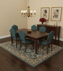 Custom Made Traditional Persian Design Silver, Blue And Rust Hand Tufted Wool Area Rug
