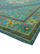 Custom Made Traditional Serapi Design Blue And Yellow Hand Tufted Wool Rug by The Rug Decor