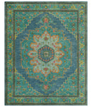 Custom Made Traditional Serapi Design Blue And Yellow Hand Tufted Wool Rug by The Rug Decor