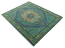 Custom Made Traditional Serapi Design Blue And Yellow Hand Tufted Wool Rug by The Rug Decor