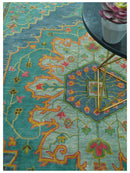 Custom Made Traditional Serapi Design Blue And Yellow Hand Tufted Wool Rug by The Rug Decor