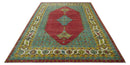 Custom Made Traditional Serapi Red And Blue Hand Knotted Wool Rug