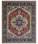 Custom Made Traditional Serapi Rust And Blue Hand Knotted wool area rug by The Rug Decor